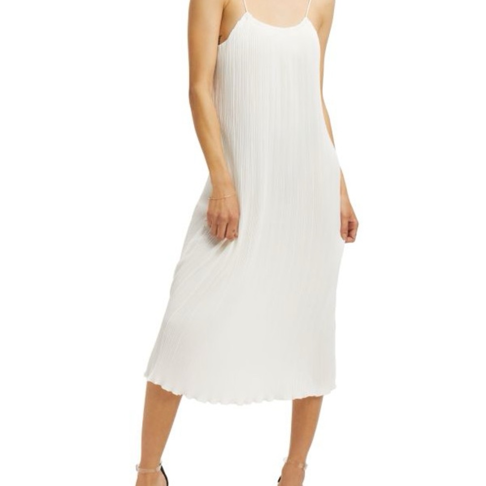 Good American Cream Slip Midi Dress Spaghetti Strap